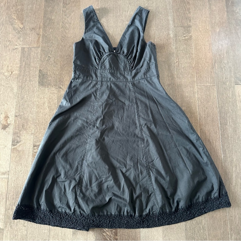 Garnet‎ Hill Sundress V Neck Lace Hem Classic 100% Cotton A Line Size 8P